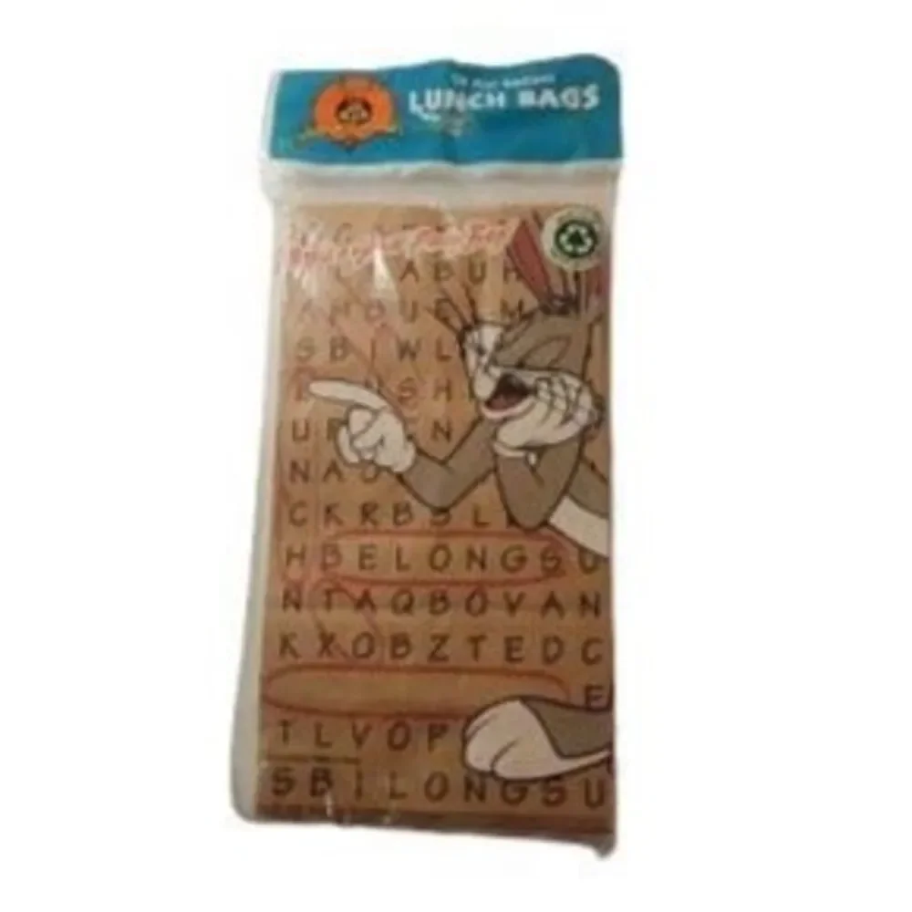 Vintage 2001 Bugs Bunny Looney Tunes Brown Paper Lunch Bags – Pack of 20